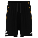 The adidas All Blacks 26/27 Marvel Performance Gym Shorts feature the iconic silver fern and adidas logos, with yellow side accents—ideal shorts for performance training.