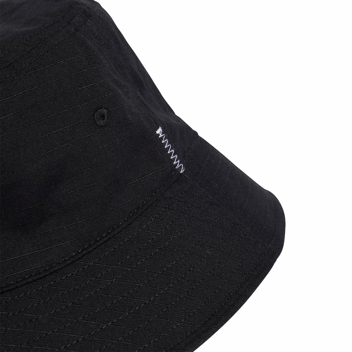 Close-up of the All Blacks 25/26 Bucket Hat by adidas, featuring detailed stitching and a side eyelet—the ideal addition to any rugby fan's hat collection.