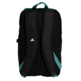 The All Blacks 25/26 Backpack by adidas features a sleek black design with a green strap, ideal for fans seeking authentic All Blacks style.