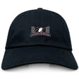 The Jacksonville Women's Rugby Adult Low-Profile Cotton Twill Dad Cap by EMB S&S Activewear is a black dad cap with "904" and a bridge graphic embroidered on the front.