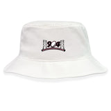 The Jacksonville Women's Rugby Crusher Bucket Cap by EMB S&S Activewear is a white cotton twill hat with an embroidered "904" and two towers at the front center, offering stylish sun protection.