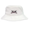The Jacksonville Women's Rugby Crusher Bucket Cap by EMB S&S Activewear is a white cotton twill hat with an embroidered "904" and two towers at the front center, offering stylish sun protection.