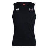 The Jacksonville Women's Rugby Club Dry Singlet by EMB Canterbury is a black sleeveless athletic shirt featuring the CCC Club Singlet design, with a logo on the upper right chest and a manufacturer's logo on the upper left chest, enhanced by Vapodri Technology for superior moisture management.
