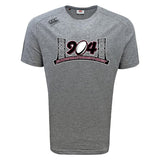 Gray Jacksonville Women's Rugby Tempo Vapodri T-Shirt by WRS Canterbury, showcasing "904 Jacksonville Women's Rugby" alongside a bridge design and rugby ball graphic. This sports tee features moisture-wicking technology, ideal for keeping you cool and dry.