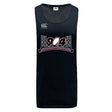 A black sleeveless Jacksonville Women's Rugby Tempo Vapodri Singlet by WRS Canterbury, featuring the "Canterbury" logo and "904 Jacksonville Women's Rugby" design on the front. Crafted with moisture-wicking fabric for quick-drying performance.
