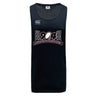 A black sleeveless Jacksonville Women's Rugby Tempo Vapodri Singlet by WRS Canterbury, featuring the "Canterbury" logo and "904 Jacksonville Women's Rugby" design on the front. Crafted with moisture-wicking fabric for quick-drying performance.