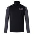 The Jacksonville Women's Rugby Elite First Layer by EMB Canterbury is a black and grey long-sleeve quarter-zip pullover with VapoDri technology and a small embroidered logo on the left chest, perfect for Canterbury Elite First Layer rugby training attire.