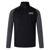 The Jacksonville Women's Rugby Elite First Layer by EMB Canterbury is a black and grey long-sleeve quarter-zip pullover with VapoDri technology and a small embroidered logo on the left chest, perfect for Canterbury Elite First Layer rugby training attire.