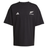 The All Blacks 25/26 Presentation T-Shirt by adidas features the iconic logo and silver fern on black—an essential piece for rugby fans.