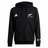 The adidas All Blacks 26/27 Marvel Hoodie is a black hoodie with a front pocket, adidas logo, and a subtle Marvel logo on the left sleeve.