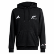 The adidas All Blacks 26/27 Marvel Hoodie is a black hoodie with a front pocket, adidas logo, and a subtle Marvel logo on the left sleeve.