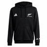 The adidas All Blacks 26/27 Marvel Hoodie is a black hoodie with a front pocket, adidas logo, and a subtle Marvel logo on the left sleeve.