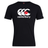 A black cotton blend T-shirt by WRS Canterbury, featuring the "Canterbury" logo with three white C's and a red circle on the chest, embodies the classic style of the Canterbury Japan CCC Flag Club T-Shirt.