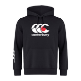 Introducing the Canterbury Japan CCC Flag Club Hoodie: a sleek black design featuring the iconic WRS Canterbury sleeve branding and the CCC logo prominently on the chest.