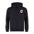 Introducing the Japan Shield Club Hoodie by EMB Canterbury: a black fleece hoodie featuring a bold red and white circle logo on the chest, complemented by Canterbury branding and three signature white stripes on the sleeves.