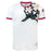 A Nations of Rugby Japan Sevens Rugby Flag Jersey with red trim featuring a large black and yellow floral design on the upper left side, Japanese characters near the neckline, and VapoDraw technology for superior comfort by Admiral.