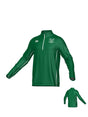 New Saint Andrews College Jericho Canterbury Kirra Mid-layer 1/4 Zip, a green long-sleeve quarter-zip pullover with white accents, a small chest logo, and a matching back view.