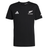 The All Blacks 26/27 Marvel Leisure Tee by adidas features the adidas logo, a silver fern, and "ALL BLACKS" text—ideal for fans seeking official style from adidas.