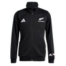 The All Blacks 26/27 Marvel Track Top by adidas is a black zip-up jacket with a high collar, featuring adidas and All Blacks logos on the chest plus a small sleeve logo, inspired by Marvel sportswear.
