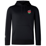 The EMB Canterbury Kenya Shield Club Lightweight Hoodie, ideal for rugby supporters, showcases a small Kenyan flag emblem on the chest and includes a front pocket.