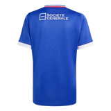 Back view of the France FFR 25/26 Replica Home Jersey by adidas featuring blue fabric, white sleeve cuffs, and the "Societe Generale" logo in white on the upper back.