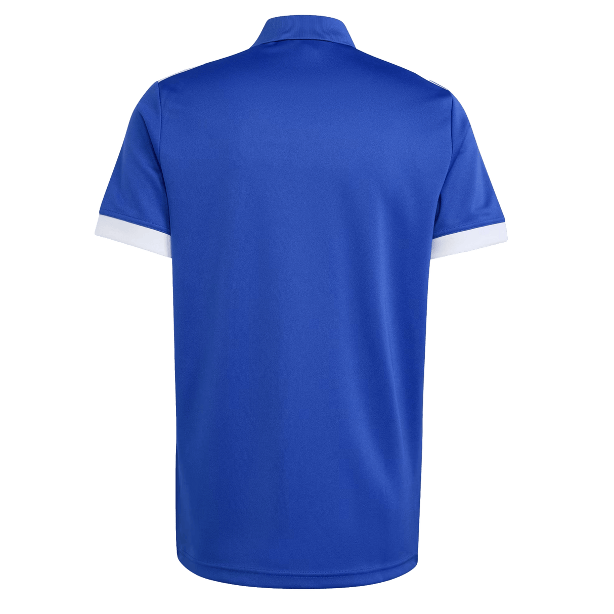 The France FFR Home Supporters Replica Polo by adidas features short sleeves, a collar, and white sleeve trim in blue—shown from the back. Ideal for fans.