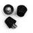 A pair of black plastic knobs on a white surface, perfect for artificial grass/turf pitches and soft ground boots. These WRS M6 Turf Studs by Starlai Corp are fitted with durable plastic studs that provide excellent traction.