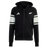 The All Blacks 26/27 Travel Full Zip Hoodie by adidas is a black hoodie with white sleeve stripes, hood, front pockets, and adidas and silver fern logos—ideal for New Zealand rugby fans.
