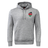 EMB Canterbury's Kenya Shield Club Hoodie: a gray sweatshirt fleece hoodie with a front pocket, drawstrings, embroidered shield with flag design, and small Kenyan flag emblem on the chest.
