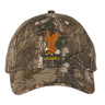The USA Rugby Heritage Licensed Camo Cap - Realtree Xtra by EMB S&S Activewear features an embroidered eagle and yellow "USARFU" text—ideal for any USA Rugby cap collector.