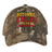 The Potomac Exiles Rugby Club Realtree Camo Cap by EMB S&S Activewear showcases "POTOMAC EXILES RUGBY" boldly embroidered in red and yellow on the front, and features an adjustable closure for a customizable and comfortable fit.