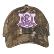 Western Carolina University Realtree Camo Cap featuring an adjustable fit and a purple and white shield emblem with “Western Carolina Rugby” and “1990” printed on it.
