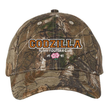 The Godzilla Rugby Football Club Realtree Camo Cap by EMB S&S Activewear features a Realtree Xtra camouflage pattern with “GODZILLA Rugby Football Club 1993” and a pink emblem embroidered on the front, complete with an adjustable closure for a customized fit.