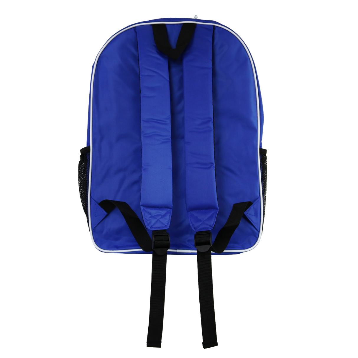 The Leinster Backpack 24/25 by Castore is displayed from the back, showing two padded shoulder straps and black adjustable buckles. The blue backpack appears against a white background.