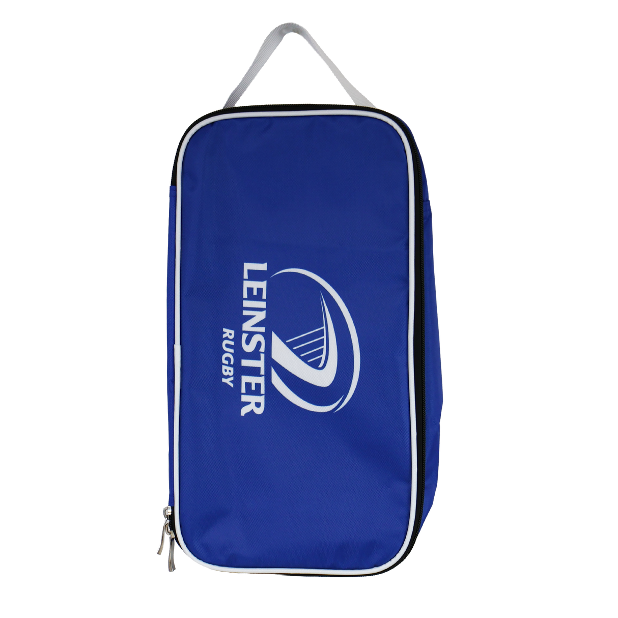 The Leinster Boot Bag By Castore 24/25 by Castore is a blue rectangular boot bag with a zippered closure, white logo, and handle, shown against a plain white background.