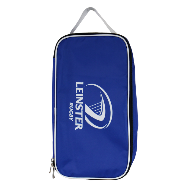 The Leinster Boot Bag By Castore 24/25 by Castore is a blue rectangular boot bag with a zippered closure, white logo, and handle, shown against a plain white background.