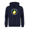 Show your team spirit with the Littleton Women Rugby Club Club Hoodie by WRS Canterbury: a navy blue hoodie featuring "Littleton Lemons Womens Rugby Club" text, a lemon graphic on the chest, and white stripes on the left sleeve.