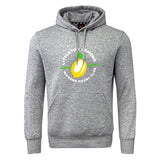 The Littleton Women Rugby Club Hoodie by WRS Canterbury is a gray hoodie with a front pocket, hood, and a yellow lemon graphic plus "Littleton Lemons Women's Rugby Club" on the chest.