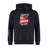 The Lincoln City Youth Rugby Club Hoodie by WRS Canterbury features a rugby ball and city landmark logo on the chest, with three white stripes on the left sleeve.