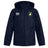 The Littleton Women Rugby Club Vaposhield Full Zip Rain Jacket by EMB Canterbury has two chest embroidered logos, zippered pockets, and VapoShield tech in navy blue, shown on a plain white background.