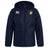 The Littleton Women Rugby Club Vaposhield Stadium Jacket by EMB Canterbury is a navy blue, water-repellent hooded jacket with a zipper, Canterbury logo on the right chest, and circular club tennis badge on the left.