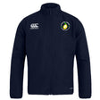 The Littleton Women Rugby Club Club Track Jacket by EMB Canterbury is a navy lightweight jacket with a white Canterbury logo on the right chest and a round tennis-themed logo on the left, perfect for club style.