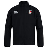 The Lincoln City Youth Rugby Club Track Jacket by EMB Canterbury features a high collar, club and Canterbury logos on the chest, and offers lightweight sporty comfort—perfect for young rugby fans.
