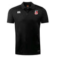 The Lincoln City Youth Rugby Club Dry Polo by EMB Canterbury is a black, short-sleeve collared polo featuring Vapodri Technology for breathability, with the Canterbury logo on the right and Lincoln RFC logo on the left chest.