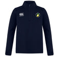 The Littleton Women Rugby Club 1/4 Zip Mid Layer Training Top by EMB Canterbury is a navy pullover with a white Canterbury logo on the right chest and the team logo on the left—ideal for rugby training.