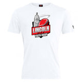 The Lincoln City Youth Rugby Club Plain Tee by WRS Canterbury is a white cotton blend shirt featuring the club logo with a rugby ball and city building—offering comfort and customizability for rugby fans.