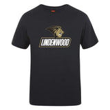 Explore the Lindenwood University Rugby Club Plain Tee by WRS Canterbury, featuring a striking golden lion head design and the word "Lindenwood." This customizable black T-shirt is crafted from a premium cotton-heavy blend, offering both style and comfort for those who appreciate quality and unique designs.