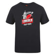 The Lincoln City Youth Rugby Club Plain Tee by WRS Canterbury is a black cotton blend shirt with a "Lincoln City Youth Rugby" logo—red rugby ball and dome—perfect to customize for fans or players.