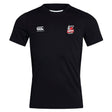 The Lincoln City Youth Rugby Club Dry Tee by EMB Canterbury is a black, breathable workout shirt with Vapodri Technology, featuring a white Canterbury logo on the right chest and the Lincoln Rugby Club logo on the left.