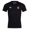 The Lincoln City Youth Rugby Club Dry Tee by EMB Canterbury is a black, breathable workout shirt with Vapodri Technology, featuring a white Canterbury logo on the right chest and the Lincoln Rugby Club logo on the left.